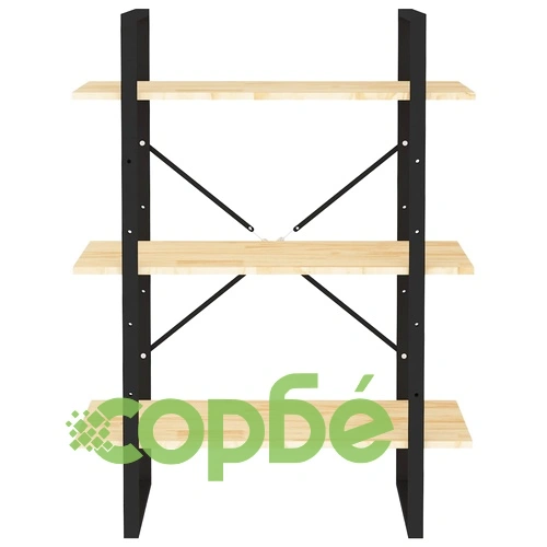 3-етажна библиотека, 80x30x105 см, борово дърво масив ➤ топ цена ➤ sorbe.bg