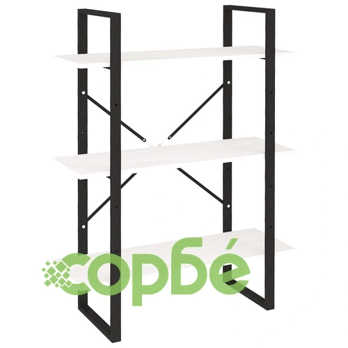 3-етажна библиотека, бяла, 80x30x105 см, борово дърво масив ➤ топ цена ➤ sorbe.bg