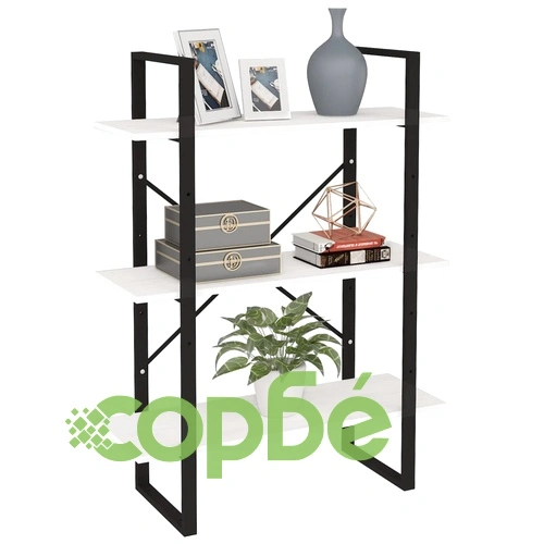 3-етажна библиотека, бяла, 80x30x105 см, борово дърво масив ➤ топ цена ➤ sorbe.bg