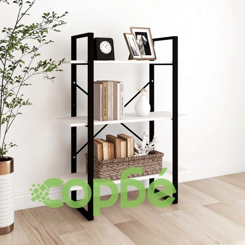 3-етажна библиотека, бяла, 80x30x105 см, борово дърво масив ➤ топ цена ➤ sorbe.bg