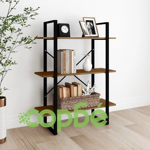 3-етажна библиотека, 80x30x105 см, борово дърво масив ➤ топ цена ➤ sorbe.bg