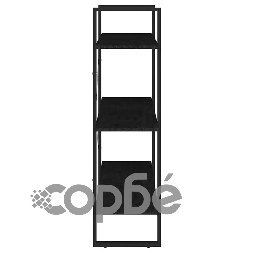 3-етажна библиотека, черна, 80x30x105 см, борово дърво масив ➤ топ цена ➤ sorbe.bg