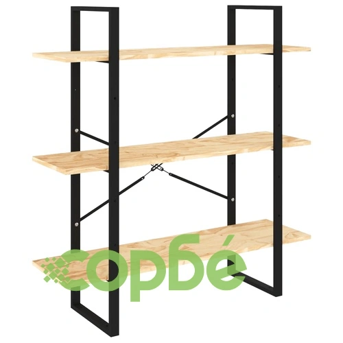 3-етажна библиотека, 100x30x105 см, борово дърво масив ➤ топ цена ➤ sorbe.bg