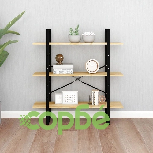 3-етажна библиотека, 100x30x105 см, борово дърво масив ➤ топ цена ➤ sorbe.bg