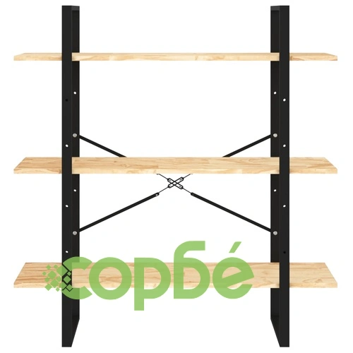 3-етажна библиотека, 100x30x105 см, борово дърво масив ➤ топ цена ➤ sorbe.bg