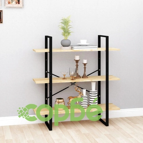 3-етажна библиотека, 100x30x105 см, борово дърво масив ➤ топ цена ➤ sorbe.bg