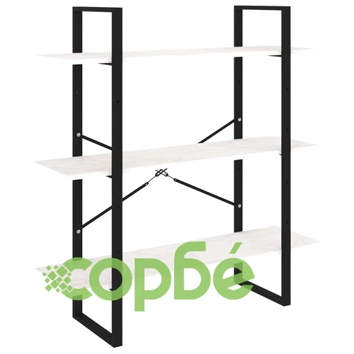 3-етажна библиотека, бяла, 100x30x105 см, борово дърво масив ➤ топ цена ➤ sorbe.bg