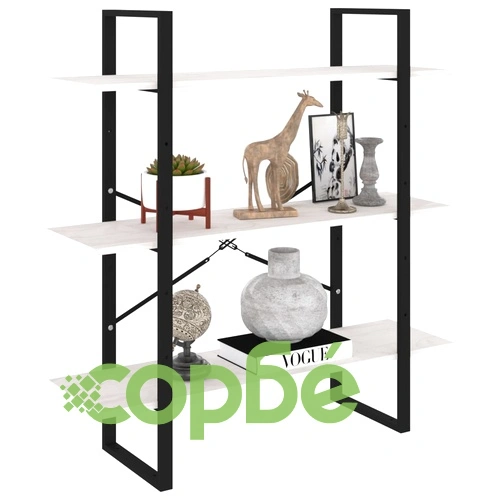 3-етажна библиотека, бяла, 100x30x105 см, борово дърво масив ➤ топ цена ➤ sorbe.bg