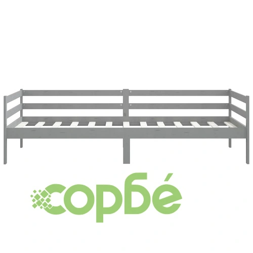 Дневно легло без матрак, сив, борово дърво масив, 90x200 см ➤ топ цена ➤ sorbe.bg