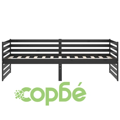 Дневно легло без матрак, черен, борово дърво масив, 90x200 см ➤ топ цена ➤ sorbe.bg