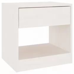 Нощно шкафче, бяло, 40x31x40 см, бор масив