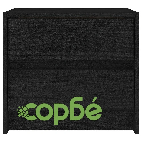 Нощно шкафче, черно, 40x30,5x35,5 см, борово дърво масив ➤ топ цена ➤ sorbe.bg