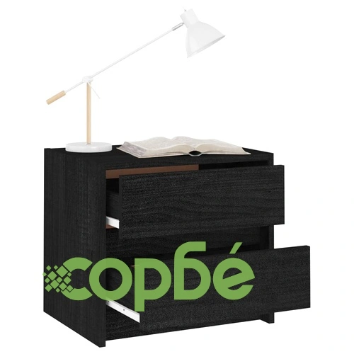 Нощни шкафчета 2 бр черни 40x30,5x35,5 см борово дърво масив ➤ топ цена ➤ sorbe.bg