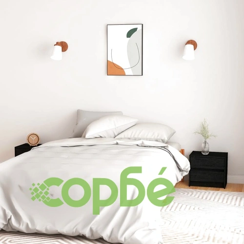 Нощни шкафчета 2 бр черни 40x30,5x35,5 см борово дърво масив ➤ топ цена ➤ sorbe.bg
