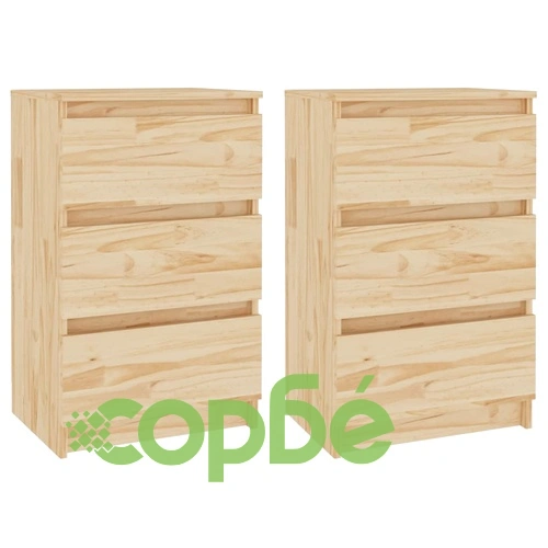 Нощни шкафчета, 2 бр, 40x29,5x64 см, бор масив ➤ топ цена ➤ sorbe.bg