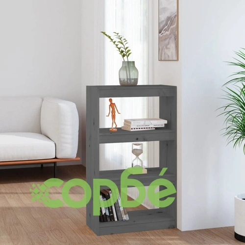 Библиотека/разделител за стая, сива, 60x30x103,5 см, бор масив ➤ топ цена ➤ sorbe.bg