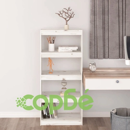 Библиотека/разделител за стая, бяла, 60x30x135,5 см, бор масив ➤ топ цена ➤ sorbe.bg