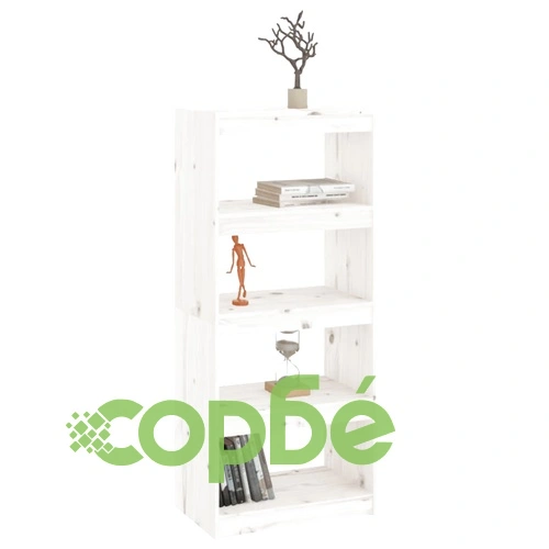 Библиотека/разделител за стая, бяла, 60x30x135,5 см, бор масив ➤ топ цена ➤ sorbe.bg