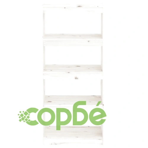Библиотека/разделител за стая, бяла, 60x30x135,5 см, бор масив ➤ топ цена ➤ sorbe.bg