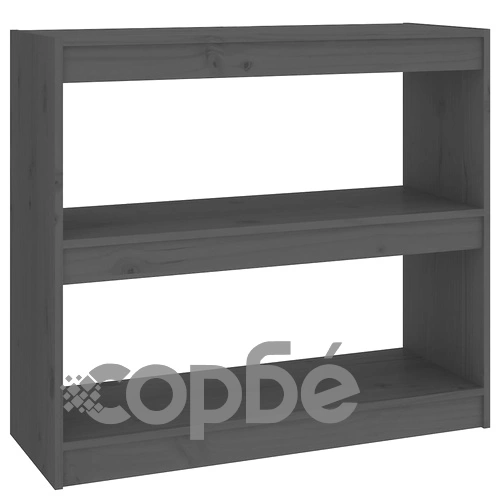 Библиотека/разделител за стая, сива, 80x30x71,5 см, бор масив ➤ топ цена ➤ sorbe.bg