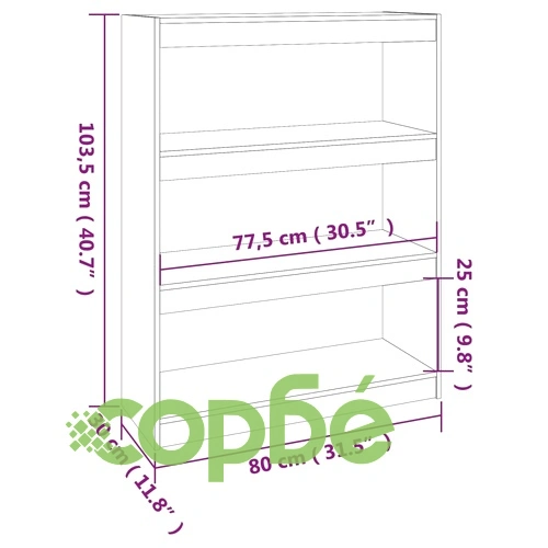 Библиотека/разделител за стая меденокафява 80x30x103,5 см бор ➤ топ цена ➤ sorbe.bg