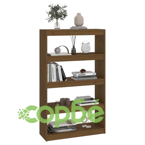 Библиотека/разделител за стая меденокафява 80x30x135,5 см бор ➤ топ цена ➤ sorbe.bg