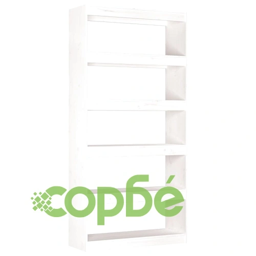 Библиотека/разделител за стая, бяла, 80x30x167,4 см, бор масив ➤ топ цена ➤ sorbe.bg