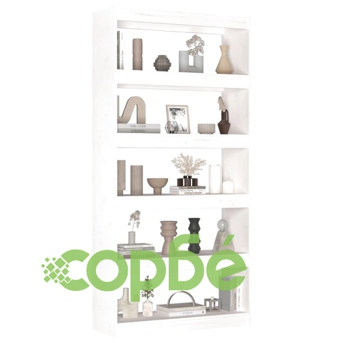 Библиотека/разделител за стая, бяла, 80x30x167,4 см, бор масив ➤ топ цена ➤ sorbe.bg