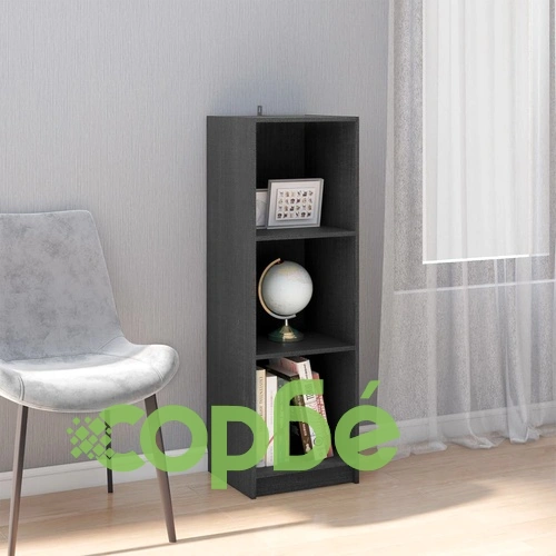 Библиотека/разделител за стая, сива, 36x33x110 см, бор масив ➤ топ цена ➤ sorbe.bg