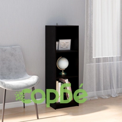 Библиотека/разделител за стая, черна, 36x33x110 см, бор масив ➤ топ цена ➤ sorbe.bg