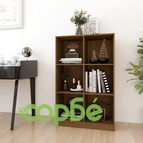 Библиотека, меденокафява, 70x33x110 см, бор масив ➤ топ цена ➤ sorbe.bg