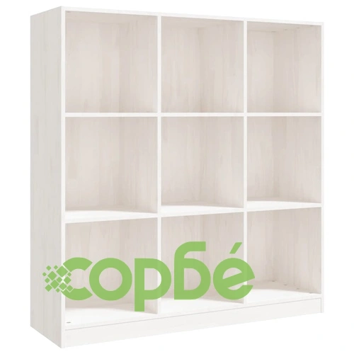 Библиотека/разделител за стая, бяла, 104x33,5x110 см, бор масив ➤ топ цена ➤ sorbe.bg