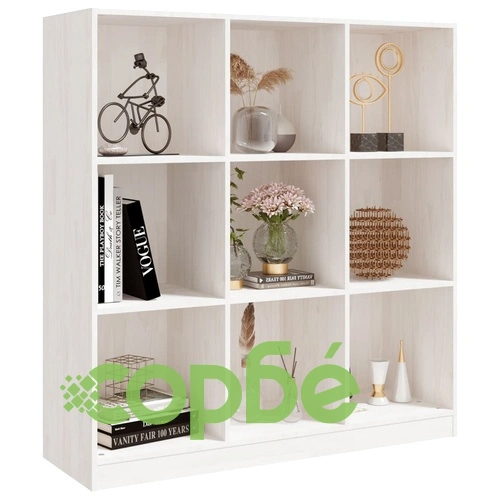 Библиотека/разделител за стая, бяла, 104x33,5x110 см, бор масив ➤ топ цена ➤ sorbe.bg