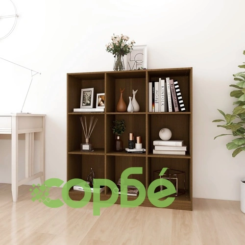 Библиотека/разделител за стая, меденокафява, 104x33,5x110см бор ➤ топ цена ➤ sorbe.bg