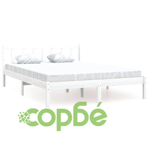 Рамка за легло без матрак, бял, 160x200 см, масивно дърво ➤ топ цена ➤ sorbe.bg