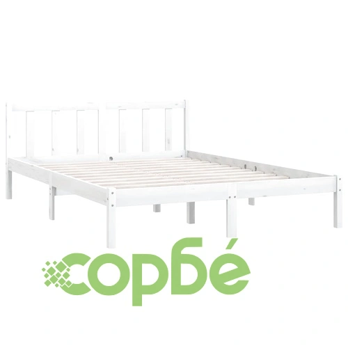 Рамка за легло без матрак, бял, 160x200 см, масивно дърво ➤ топ цена ➤ sorbe.bg