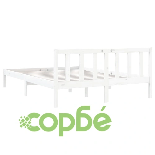 Рамка за легло без матрак, бял, 160x200 см, масивно дърво ➤ топ цена ➤ sorbe.bg