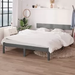 Рамка за легло, сива, бор масив, 200х200 см