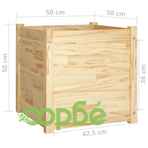 Градински сандък, 50x50x50 см, борово дърво масив ➤ топ цена ➤ sorbe.bg