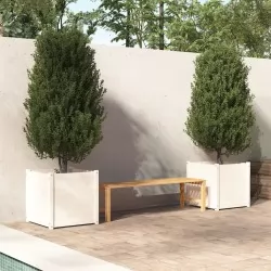 Градински сандъци, бели, 60x60x60 см, бор масив