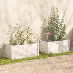 Градински сандъци, 2 бр, бели, 100x50x50 см, бор масив