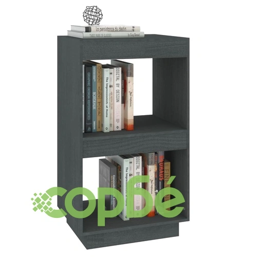 Библиотека, сива, 40x35x71 см, борово дърво масив ➤ топ цена ➤ sorbe.bg