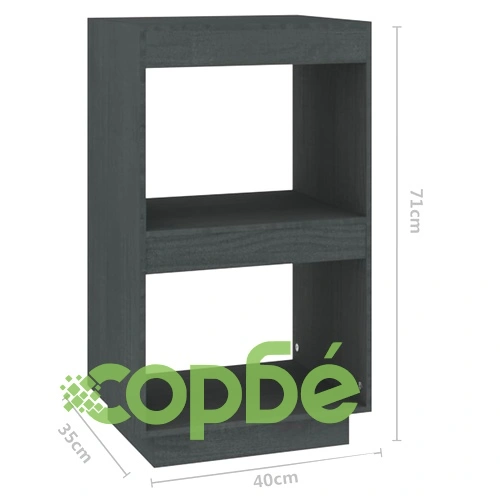 Библиотека, сива, 40x35x71 см, борово дърво масив ➤ топ цена ➤ sorbe.bg