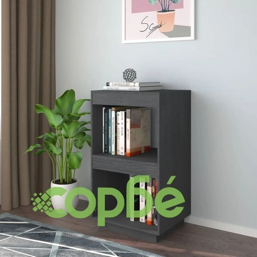 Библиотека, сива, 40x35x71 см, борово дърво масив ➤ топ цена ➤ sorbe.bg