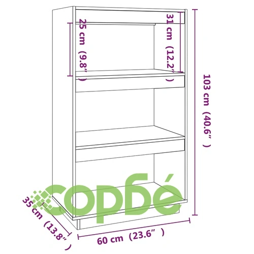Библиотека/разделител за стая, 60x35x103 см, бор масив ➤ топ цена ➤ sorbe.bg