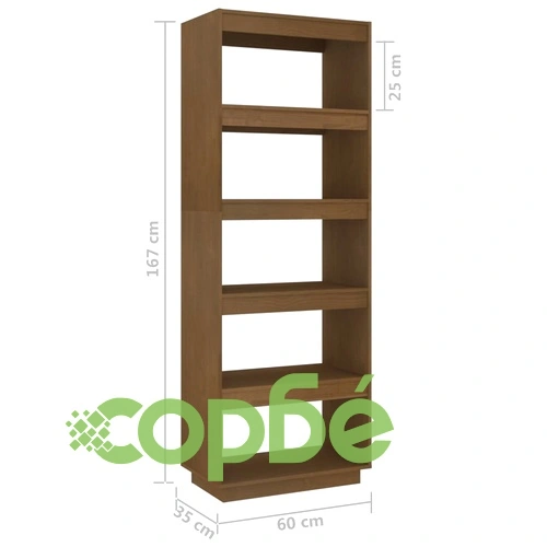 Библиотека/разделител за стая, меденокафява, 60x35x167 см, бор ➤ топ цена ➤ sorbe.bg