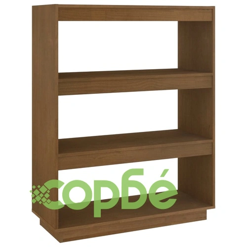 Библиотека/разделител за стая, меденокафява, 80x35x103 см, бор ➤ топ цена ➤ sorbe.bg