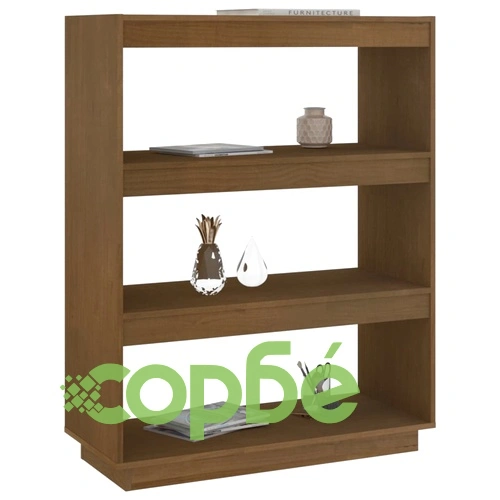 Библиотека/разделител за стая, меденокафява, 80x35x103 см, бор ➤ топ цена ➤ sorbe.bg