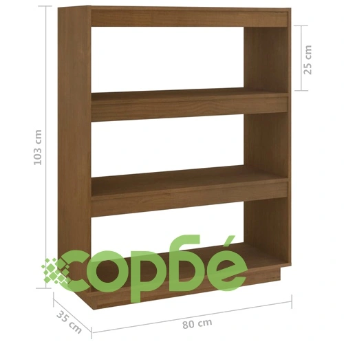 Библиотека/разделител за стая, меденокафява, 80x35x103 см, бор ➤ топ цена ➤ sorbe.bg