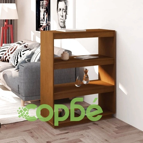 Библиотека/разделител за стая, меденокафява, 80x35x103 см, бор ➤ топ цена ➤ sorbe.bg